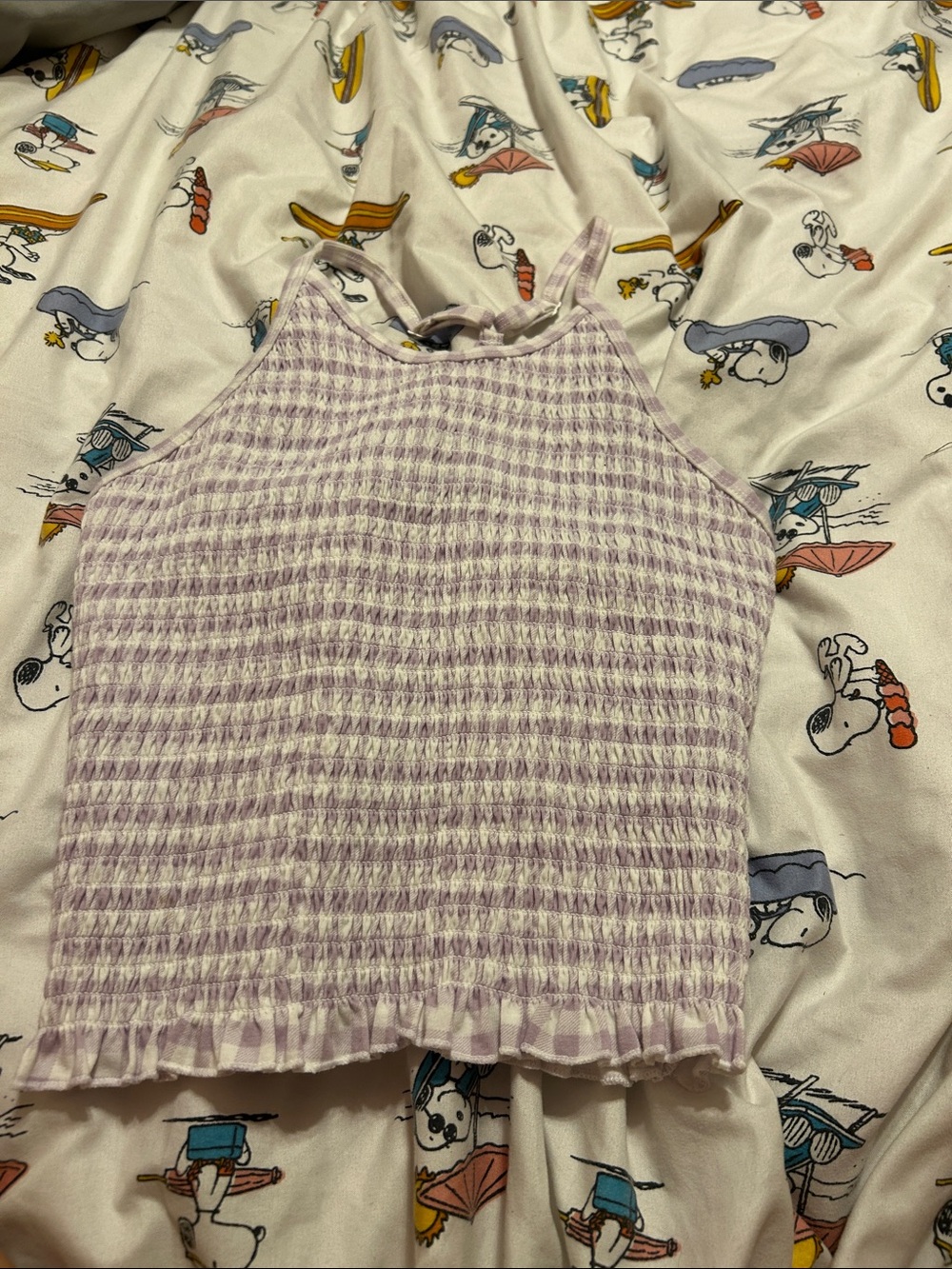 SO Lavender Smocked Halter Tank Top